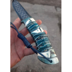 МОРСЬКА ХВИЛЯ ІІ ніж ручної роботи майстра студії Павла Гончаренка,Сталь - мозаічний дамаск (ХВГ+у10а+нікель. Photo 3